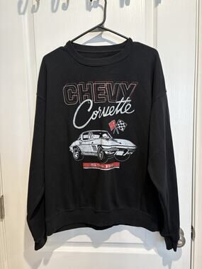 Chevy Corvette Sting Ray Women’s Sweatshirt – Black Crewneck Medium